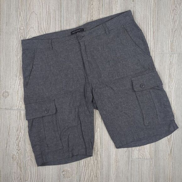Saks Fifth Avenue Cotton Linen Blend Gray Cargo Shorts Size 36 - Picture 1 of 6